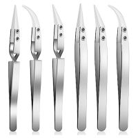 6 Piece Precision Reverse Ceramic Tweezers Set Resistant Electronics Soldering Tweezers Anti-Magnetic Pointed For Solder B