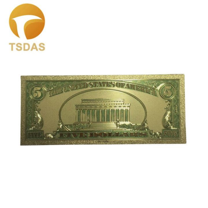 ธนบัตร5ดอลลาร์สหรัฐสำหรับของขวัญทางธุรกิจธนบัตรทอง24k-ธนบัตรฟอยล์สีทองพิเศษจากสหรัฐอเมริกา