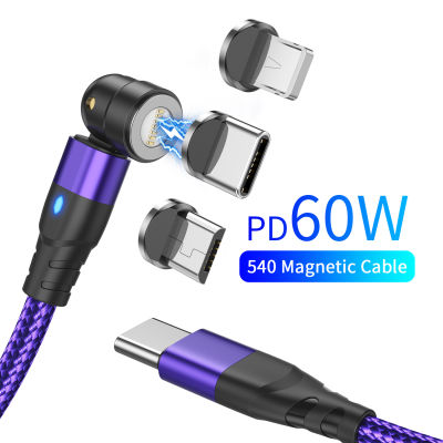 GTWIN ใหม่60W PD Fast Charger Cable USB C ถึง Type C Micro Magnetic Data Cables สำหรับ สายชาร์จสำหรับ Laptop