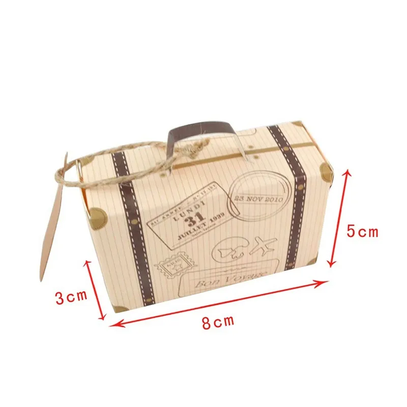 10pcs Mini Suitcase Candy Box Kraft Paper Gift Box Wedding Favors