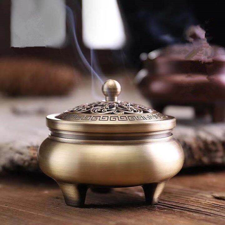 Copper Carved Incense Burner Insenso Mosquito Killer Stick Coil Holder ...