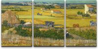 ศิลปะบนผืนผ้าใบสำหรับติดกำแพง3ชิ้น-การเก็บเกี่ยวโดย Vincent Van Gogh ธรรมชาติภาพประกอบศิลปะผ่อนคลาย-สงบหลากสี-ศิลปะบ้านสมัยใหม่,ตกแต่งผนัง,แขวนได้ในห้องนั่งเล่น,ห้องนอนและสำนักงาน