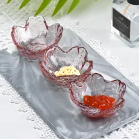 2021 New Cherry Blossoms Seasoning Plate Small Glass Dish Nodic Gold Inlay Sauce Bowl For Ice Cream Fruit Sala Kitchen Supplies