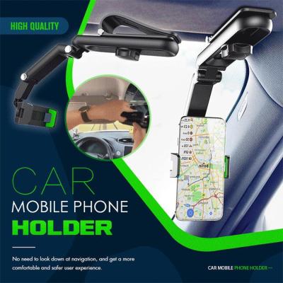 dvvbgfrdt 1080 Rotation Car Clip Sun Visor Cell Phone Holder Universal Phone Mount for iPhone XS GPS Rearview Mirror Stand Car Mobile Clip