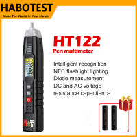 HABOTEST HT122 สมาร์ทดิจิตอลมัลติมิเตอร์ 600V AC / DC โวลต์มิเตอร์ 6000 นับ Ohm Hz ทรานซิสเตอร์แสดงผลทดสอบหลอดฟลูออเรสเซนต์ ปากกาดิจิตอลมัลติมิเตอร์