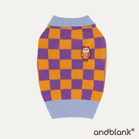 andblank® เสื้อสุนัข รุ่น Mystery Owl Checkered Knit Purple Mustardเสื้อผ้าสัตว์เลี้ยง Cotton ถัก 100%