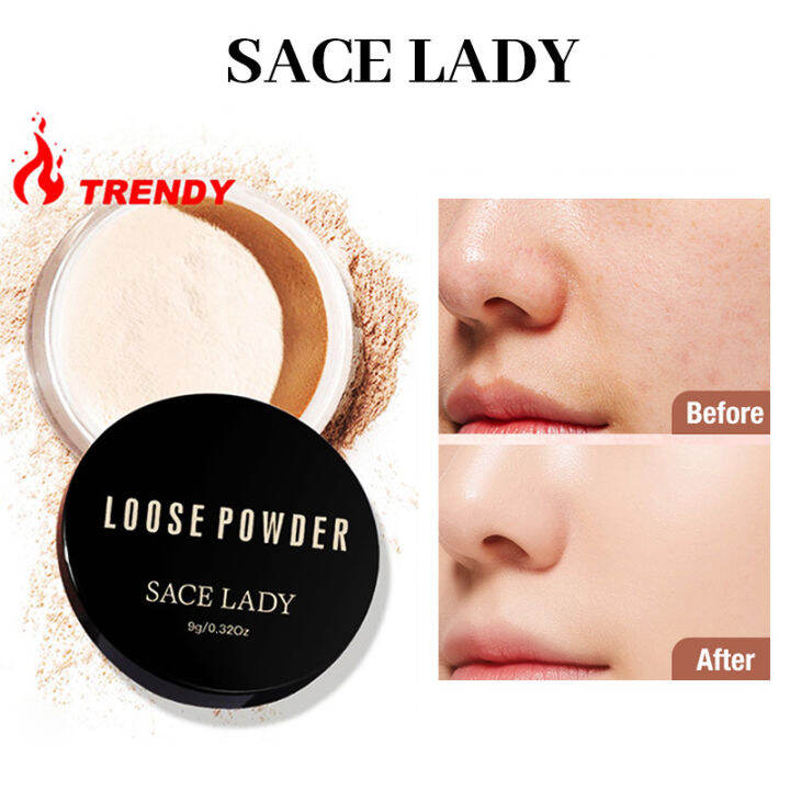 【cod】 Sace Lady Oil Control Loose Powder With Puff Waterproof Smooth