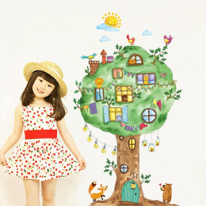 24-home-accessories-ขนาด65x120ซม-ผนังไวนิลบ้านต้นไม้การ์ตูนสติ๊กเกอร์สำหรับเด็กห้องอนุบาลสติ๊กเกอร์จิตรกรรมฝาผนังการตกแต่งบ้าน