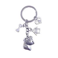 Staffordshire Terrier Dog Animal Luxury Keychain Pendant Key Ring Pet Tassels Antique Bohemian Women Men Jewelry Gift K048 50 51