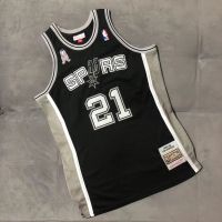 เสื้อคุณภาพสูง 【Feb】 NBA San Antonio Spurs No.21 Tim Duncan Jersey Dense Embroidery Basketball Jersey Vest