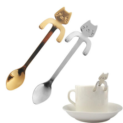 ช้อนกาแฟแมว ช้อนกาแฟน่ารัก น่ารักแมวช้อนด้ามยาวมินิ ช้อนชงกาแฟสแตนเลส ช้อนกาแฟ ช้อนของหวาน ช้อนเบเกอรี่ coffee spoon Abele