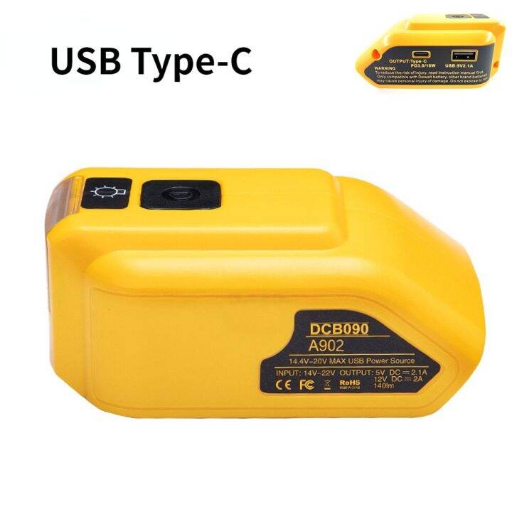 USB TypeC Battery Adapter DCB090 For Dewalt 18V 20V External Battery