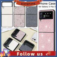 QIANGNAN6ปกพับได้เคสโทรศัพท์บางเฉียบป้องกันประกายแสงเพชรแวววาว PU + PC สำหรับพับ Samsung Z 3เคสโทรศัพท์