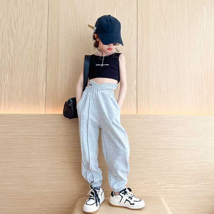 girls-suit-summer-clothes-new-childrens-navel-vest-cross-waist-casual-pants-two-piece-fashion-trend-design-cute-super-spicy-girls-clothes-fw1