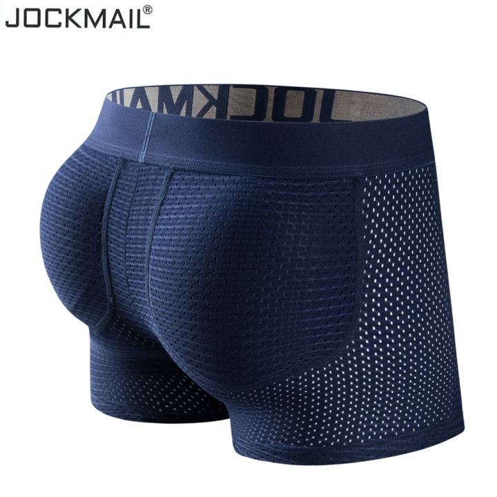 ﹍ↂ JOCKMAIL Long Mesh Hip-Lifting Men's Boxer Briefs Padded Sponge Fake ...