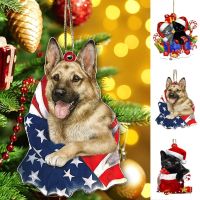 จี้ของประดับแขวน Mobil Hias รูปสุนัขแนวคริสต์มาสน่ารักอะคริลิครูปสุนัขและแมวของตกแต่งต้นคริสต์มาสคริสต์มาส