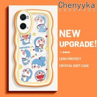 เคส Chenyyka สำหรับ OPPO เคส A36 A76 A96แบบเต็มหน้าจอขอบโดราเอมอนมาการองลายคลื่นเคสมือถือกันกระแทกแบบใสนิ่มเคสโปร่งใสลายกล้องถ่ายรูปที่สร้างสรรค์ซิลิกาเจลฝาครอบป้องกัน