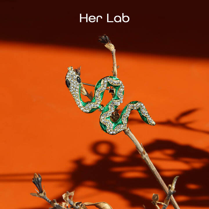 Her Lab Jewelry เข็มกลัดงูหมุนรูปสัตว์แนววินเทจเครื่องประดับสไตล์