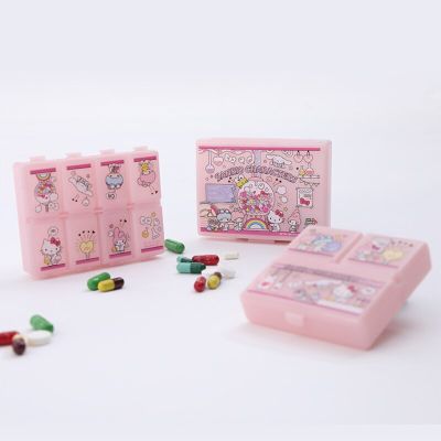 Sanrio Mymelody Cartoon Cute Storage Box Medicine Box Divided Jewelry Box Easy To Carry and Easy To Store Medicine  First Aid Storage