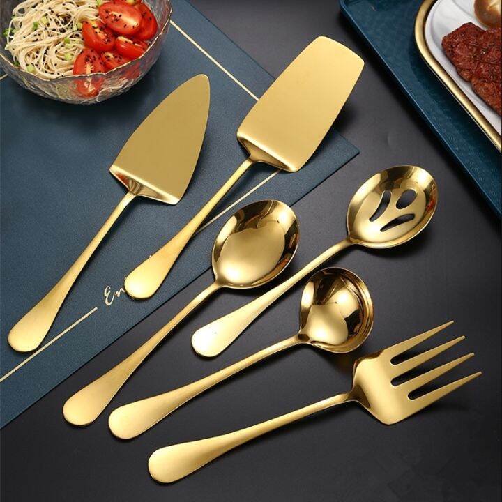 gold-stainless-steel-western-serving-tableware-fork-spoon-shovel-set-portable-cutlery-dinnerware-for-steak-kitchen-utensils