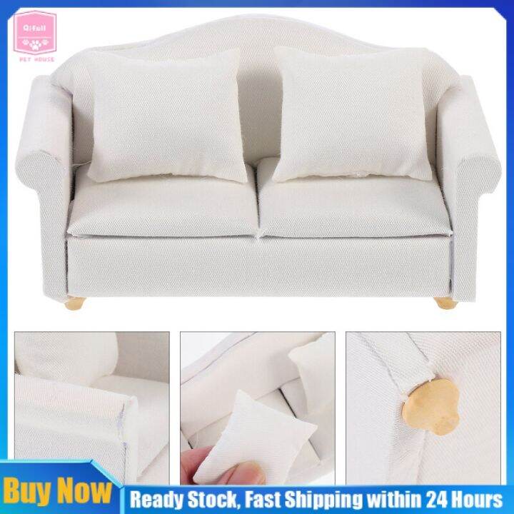 Qifull Mini Sofa Mini Couch Two Seater Couch Miniature Model Scene Sofa