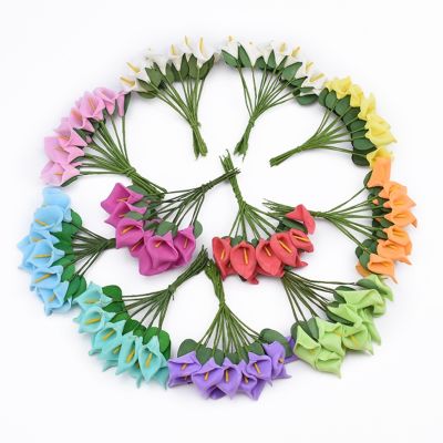 【cw】 12pcsFoam Calla Handmake ArtificialBouquet Wedding DecorationWreath GiftScrapbookingFake Plants 【hot】