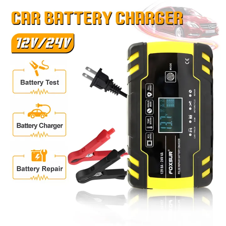 12V 24V 8A Motorcycle Car Battery Charger Full Intelligent Universal ...