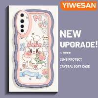 YIWESAN เคสสำหรับ Realme 6 6S Narzo น่ารักลายดอกไม้กระต่ายเคสโทรศัพท์แบบใสขอบเป็นคลื่นซิลิโคนที่สร้างสรรค์ง่ายเคสนิ่มกันกระแทกป้องกันเลนส์กล้องเคสใส