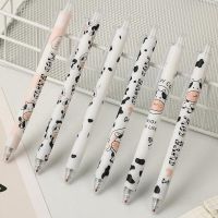 ปากกาเจลแบบกดวัวนม3ชิ้นปากกาเขียนเครื่องเขียนในโรงเรียนปากกาหมึกดำ0.5มม.