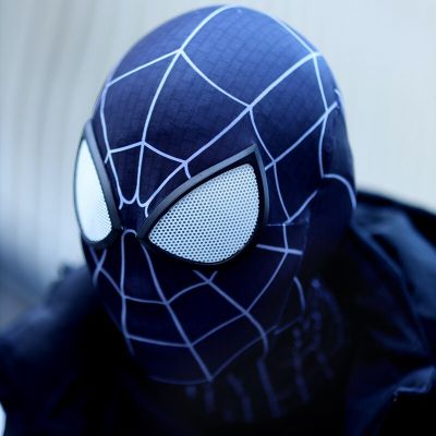 คอสเพลย์ซุเปอร์ฮีโร่แมงมุมผู้ชาย S Into Spider Verse Miles Morales ชุดคอสเพลย์ Peter Parker Zentai Spider Helmet Man Homecoming