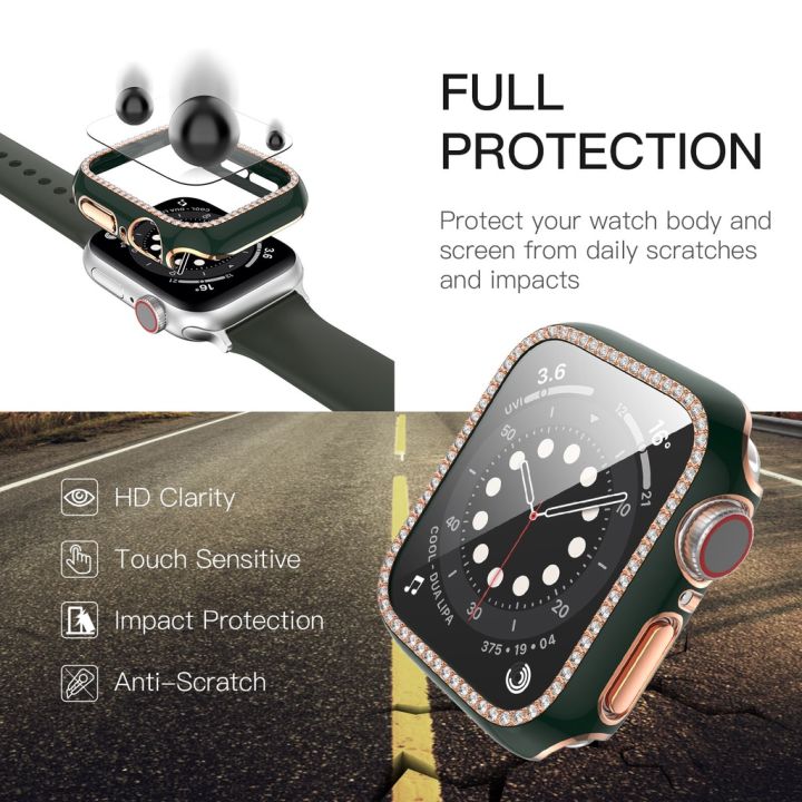 เคสเพชร-apple-watch-7-series-สำหรับ-i-watch-เคสเคลือบกระจกนิรภัย41มม-45มม-อุปกรณ์เสริมสำหรับ-apple-watch