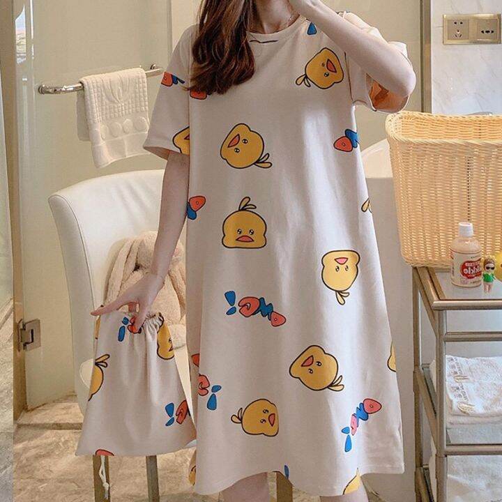 Plus Size Pajamas Women Nightgowns Cotton Nightdress Cartoon Print