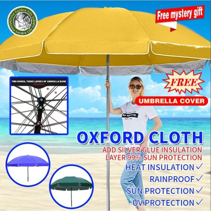 2.1Mx2M Parasol Garden Patio Umbrella Sun Shade Umbrella Beach Round