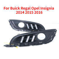 1คู่ LED DRL ไฟวิ่งกลางวันกลางวันพร้อมไฟเลี้ยวไฟตัดหมอกสำหรับ Buick Regal Opel Insignia 2014 2015 2016