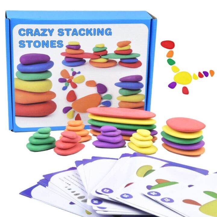 Montessori Rainbow Pebbles Educational Toys Stacked Stones Stacking