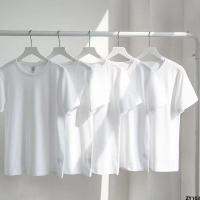 ซื้อหนึ่งแถมหนึ่งแขนสั้นแบบสบายๆสำหรับฤดูร้อน 100T เสื้อเชิ้ตผ้าฝ้ายใส่ด้านในสีขาวสีทึบ