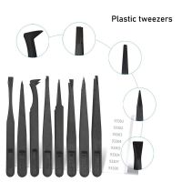 1 8Pcs Multifunction Thicken Anti-static Carbon Fiber Electronic Tweezers Kit ESD Plastic Forceps PCB Repair Hand Tools Set