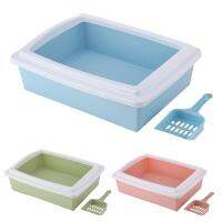 TEXLitter Box Scoop Rectangle Semi-Closed Anti-Splash Pet Cat Case Toilet Tray with Scoop