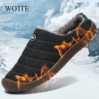 New Mens Slippers Indoor Warm Shoes Plush Flock Male Slippers For Home Hard-wearing Non-slip Outdoor Walking Mans Footwear