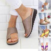 Women PU Leather Shoes Comfy Platform Flat Sole Ladies Casual Soft Big Toe Foot Correction Sandal Orthopedic