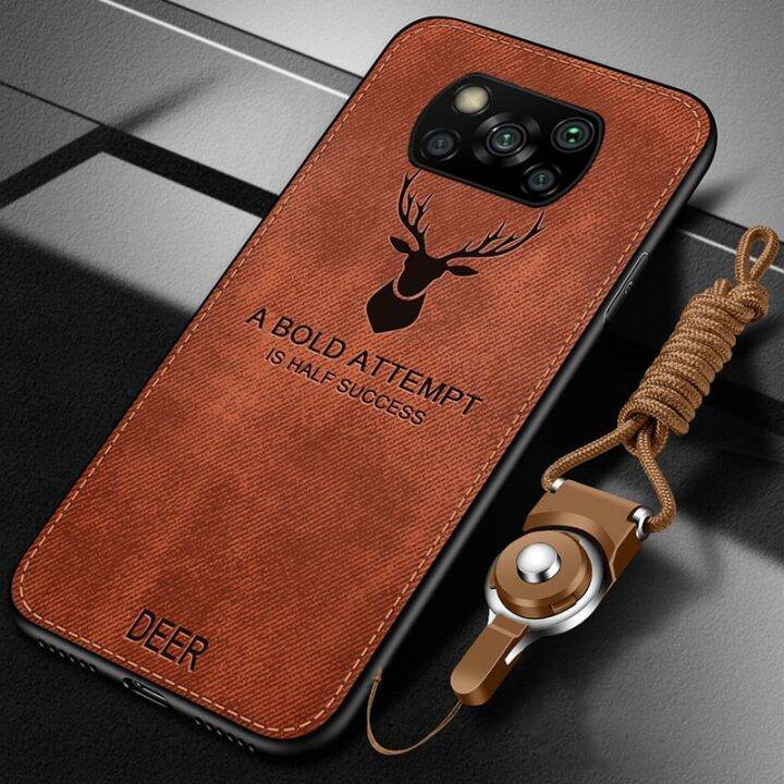 เคสหนังผ้าสายคล้องขนาดเล็กพิเศษสุดหรูสำหรับ-xiaomi-poco-x3-nfc-f3-gt-f2-f4-m3-m4-pro-x4-x5-pro-original-deer-phone-carterfa