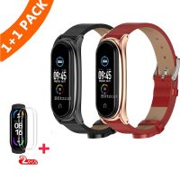 （Bar watchband）สายรัดข้อมือหนัง4 5 6สายนาฬิกาสายรัดข้อมือสำหรับ Xiaomi Mi Band 5สร้อยข้อมือ Miband 6สาย