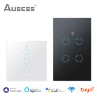 Tuya WiFi Smart Switch Glass Screen Touch Panel EU US 1/2/3/4 Gang Light Switch Works With Smart Life Alexa Google Home Alice