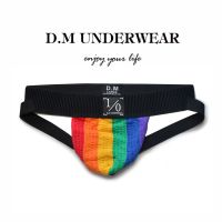 D.M male underwear low waist sexy wide waist rainbow thong polyester double d appeal letters 1/0 individuality tide G base