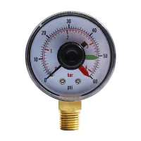 Pressure Gauge with Dial Replacement for Select Filters, 2Inch x 1/4Inch NPT Bottom, 0-60Psi/4Bar