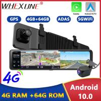 ใหม่12นิ้ว4G 10รถยนต์ DVR 4 + 64GB 8 Core ADAS Dash Cam GPS FM 24H จอตรวจสอบการจอดรถกระจกมองหลังอุปกรณ์บันทึกวิดีโอกล้อง J44