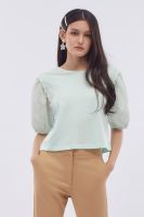 EP เสื้อเบลาส์แต่งแขนพอง ผู้หญิง สีเขียว | Puff Sleeve Blouse | 4536