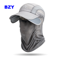 BZY หมวกเบสบอล Topi Memancing การป้องกัน UV ในช่วงฤดูร้อนแห้งเร็วหมวกเบสบอลถอดออกได้สำหรับตกปลาหมวกกันแดดคอพนังปีนเขา