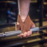 Cowhide รูปที่8สายรัด Deadlift ยกน้ำหนักสายรัดข้อมือ Power Lifters ออกกำลังกาย Pull-Ups แนวนอนบาร์ยิมฟิตเนส