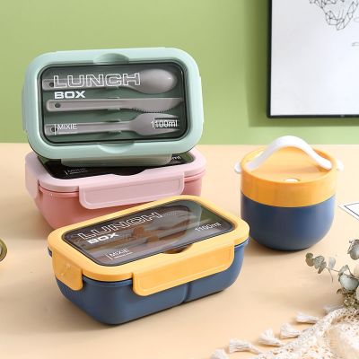 1100ML Lunch Box For Adults and Student 3 Grids Leakproof Microwaveable Seal Bento Box With Fork Spoon and Knife